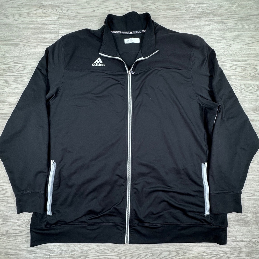 Adidas Men's Track Jacket Climalite Full Zip Black 3XL Athletic Activewear Snags